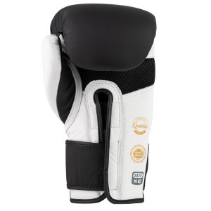 LNX Boxhandschuhe "Pro One" Leder schwarz/weiß (001) 12 Oz