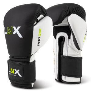 LNX Boxhandschuhe "Pro One" Leder schwarz/weiß (001) 14 Oz