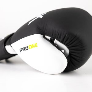 LNX Boxhandschuhe "Pro One" Leder schwarz/weiß (001) 16 Oz