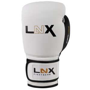 LNX Boxhandschuhe "Pro One" Leder weiß/schwarz (101) 14 Oz