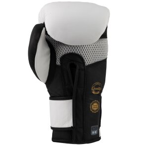 LNX Boxhandschuhe "Pro One" Leder weiß/schwarz (101) 14 Oz
