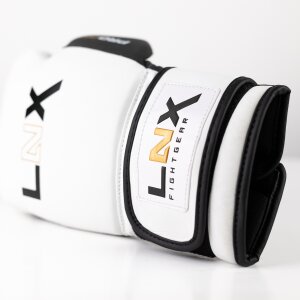 LNX Boxhandschuhe "Pro One" Leder weiß/schwarz (101) 14 Oz