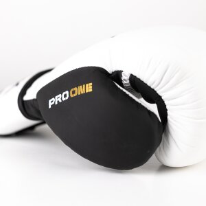 LNX Boxhandschuhe "Pro One" Leder weiß/schwarz (101) 14 Oz