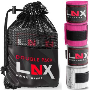 LNX Bandagen/Boxbandagen Doppelpack 2,5m pink + weiss