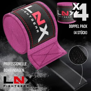 LNX Bandagen/Boxbandagen Doppelpack 2,5m pink + weiss