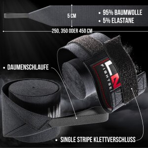 LNX Bandagen/Boxbandagen Doppelpack 3,5m schwarz + grau